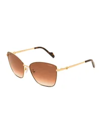 Guess GU00375 cat-eye sunglasses in brown and gold with brown gradient lenses (46F), front three-quarter view