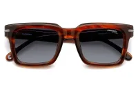Carrera 316/S sunglasses in brown horn (EX4), folded front view showing the inside of the temples