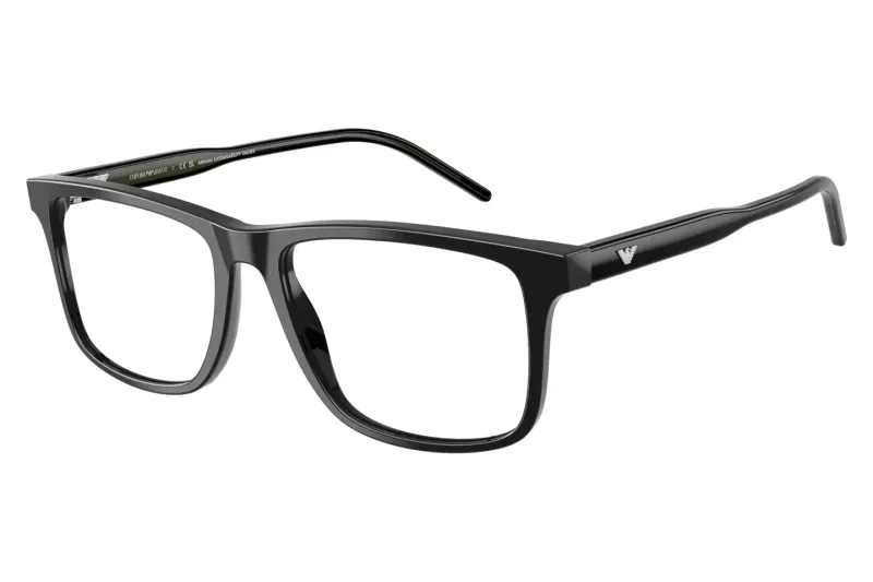 Emporio Armani EA3257 eyeglasses in shiny black (5017), front three-quarter view