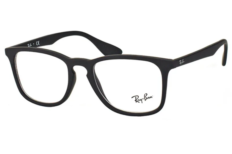 Ray-Ban RB7074 eyeglasses in Rubber Black (5364), front three-quarter view
