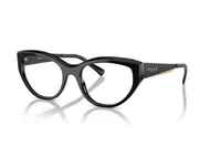 Vogue Eyewear VO5560 eyeglasses, colour W44 black acetate cat-eye frame with gold temple inlay, front three-quarter view
