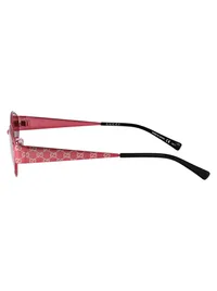 Gucci GG1853S 004 fuchsia sunglasses, side profile showing the GG monogram temple