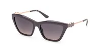 Guess GU00199 sunglasses in 20B Shiny Grey, front three-quarter view showing the rose gold-tone metal temple