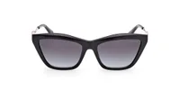 Guess GU00199 sunglasses in 01B Shiny Black, front view with smoke gradient lenses
