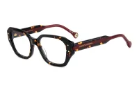Carolina Herrera HER 0326 eyeglasses in 086 havana with burgundy temples, front three-quarter view