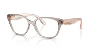 Vogue VO5712 eyeglasses in transparent warm grey with peach temples (3301), front three-quarter view