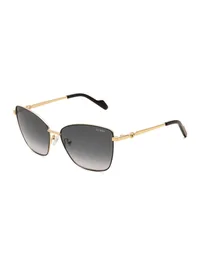 Guess GU00375 cat-eye sunglasses in black and gold with grey gradient lenses (02F), front three-quarter view