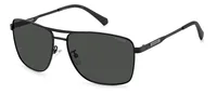 Polaroid PLD 2136/G/S/X navigator sunglasses in matte black metal with grey polarised lenses (003/M9), front three-quarter view