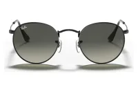 Ray-Ban RB3447N Round Metal sunglasses in black with grey gradient lenses (002/71), front view