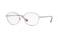 Vogue Eyewear VO4125I eyeglasses, colour 5116 silver and pink round metal frame with plum temple tips, front three-quarter view