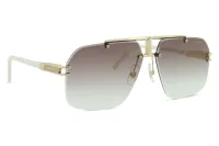 Carrera 1054/S rimless navigator sunglasses in gold (VVP) with white temples and brown gradient lenses, front three-quarter view