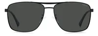 Polaroid PLD 2136/G/S/X matte black double-bridge sunglasses with grey polarised lenses, front view