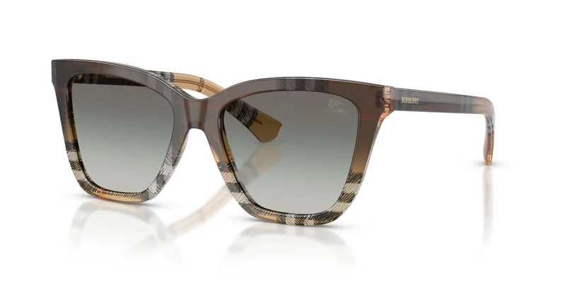 Burberry BE4470 sunglasses in Check Sand with grey gradient lenses (420211), front three-quarter view