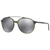Armani Exchange AX4069S sunglasses, transparent army green 8242/6G with silver flash mirror lenses, front three-quarter view