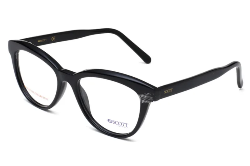 Scott 7021 Eyeglasses in Black (C1), front three-quarter view