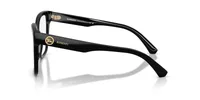 Burberry BE2443 eyeglasses in Black (3001), side view showing the Burberry temple detail