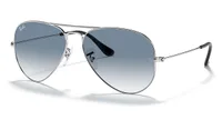 Ray-Ban RB3025 Aviator 003/3F silver frame with light blue gradient lenses, three-quarter view