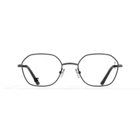 Intense Focus Senora 7 C-A matte black geometric metal eyeglasses with gunmetal bridge, front view