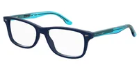 S 306 kids' rectangular eyeglasses in matte navy with azure temples (ZX9), front three-quarter view