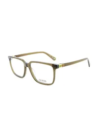Guess GU50403 096 translucent olive green acetate square eyeglasses, front three-quarter view