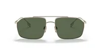 Burberry BE3130 double-bridge sunglasses in light gold with green lenses (1009/9A), front view