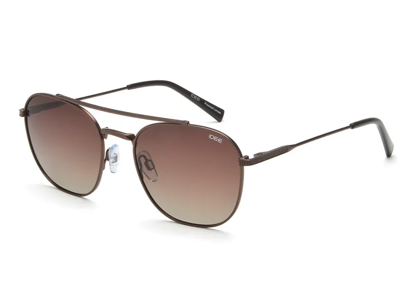 Idee 2825 C2P bronze metal double-bridge polarised sunglasses, front three-quarter view