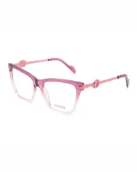 Guess GU50421 eyeglasses in purple to transparent (083), front three-quarter view