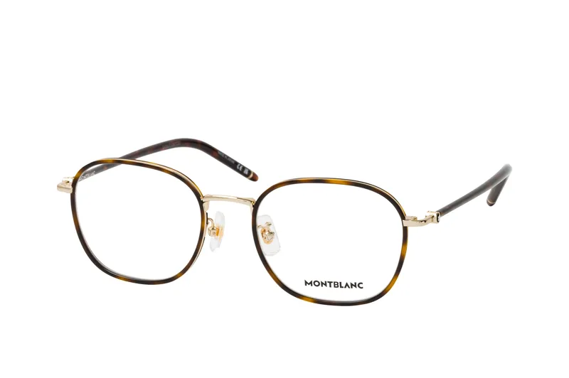 Mont Blanc Frame MB0368OA in Gold Havana (002), front three-quarter view