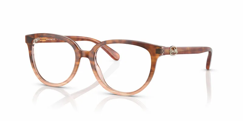 Coach HC6182 eyeglasses in Peach Tortoise (5652), front three-quarter view