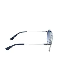 Police SPLR91K 0598 sunglasses, side profile showing the textured hinge and navy temple tips