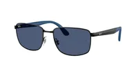 Ray-Ban RB3759I sunglasses in Black with Dark Blue lenses (002/80), front three-quarter view