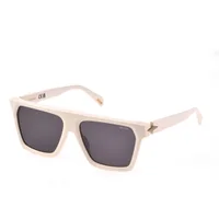 Police SPLM01K Panther 2 flat-top sunglasses in ivory with grey lenses (847), front three-quarter view