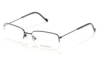 David Jones 0320 BLK black half-rim rectangular metal eyeglasses, front three-quarter view