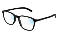 Montblanc MB0386S 001 black frame with photochromic lenses in clear state, three-quarter view