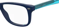S 306 navy and azure (ZX9) eyeglasses, close-up of the hinge and azure temple