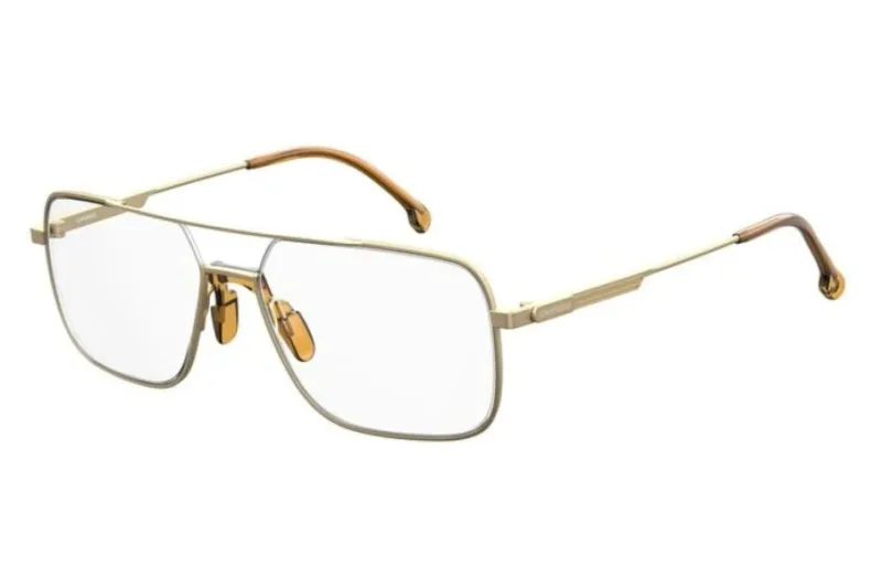 Carrera 1112 eyeglasses in matte gold (AOZ), front three-quarter view