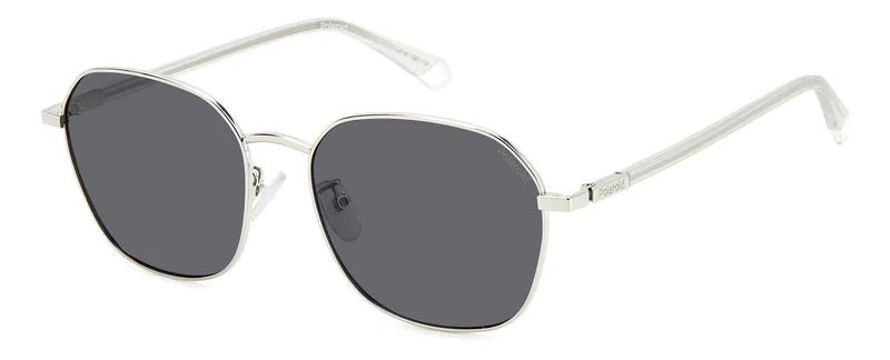 Polaroid PLD 4168/G/S/X sunglasses in Palladium silver with grey polarised lenses (010/M9), front three-quarter view