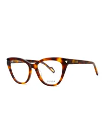 Guess GU50218 cat-eye eyeglasses in havana tortoise acetate (052), front three-quarter view