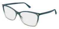 Gucci GG0025O eyeglasses in Grey / Blue (019), front three-quarter view