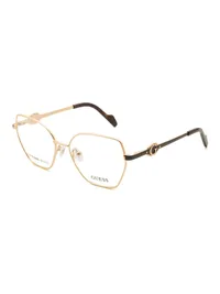 Guess GU50424 metal butterfly eyeglasses in gold (032) with dark brown temples and G logo, three-quarter view