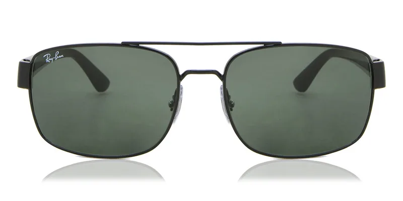 Ray-Ban RB3687 Sunglasses in Black / Green (002/31), straight front view