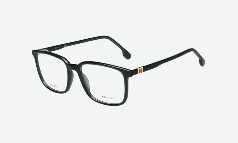 Scott SC1091CC C5 dark green square acetate eyeglasses, three-quarter view