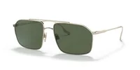 Burberry BE3130 sunglasses in light gold metal with dark green polarized lenses (1009/9A), front three-quarter view