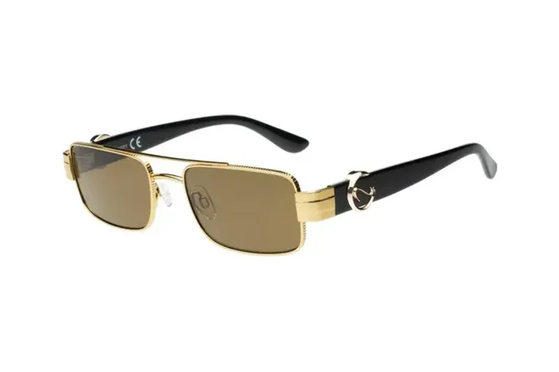 Scott SC3216 Zeus sunglasses in gold (C2) with black temples and brown lenses, front three-quarter view