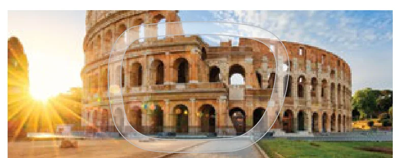 VRX RX SV Minus Lenticular Clear Lenses: SV lens outline over Colosseum photo - the  panel (caption cropped off)