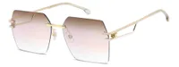 Carrera 3102/S 84E gold rimless square sunglasses with cream temple tips and brown gradient lenses, three-quarter view