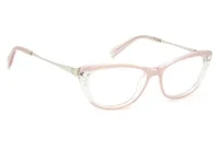 Pierre Cardin P.C. 8505 8XO pink crystal cat-eye eyeglasses, three-quarter view from the right