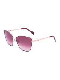 Guess GU00375 cat-eye sunglasses in rose gold and burgundy with pink gradient lenses (70T), front three-quarter view