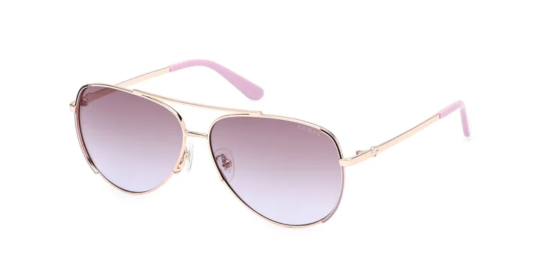 Guess GU00193 pilot sunglasses in 59F Shiny Rose Gold, front three-quarter view