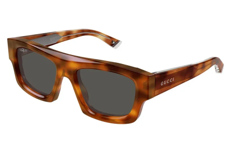 Gucci GG1926S sunglasses in havana with grey lenses (005), front three-quarter view
